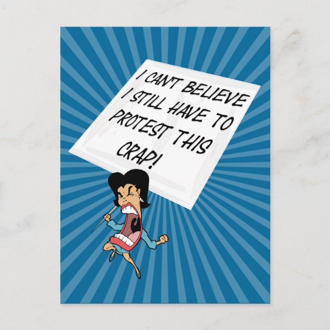 Arg aktivist med protestskylt vykort (Framsida)