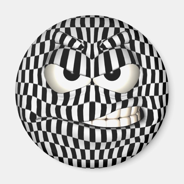 Arg Ansikte Emoticon Magnet (Framsidan)