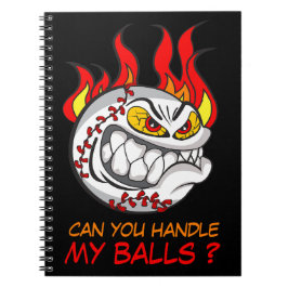 Arg Baseball Boll i Flames med Funny Quote, Anteckningsbok