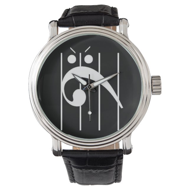 Arg Bass Clef Watch BLACK, BLACK! Armbandsur (Framsida)