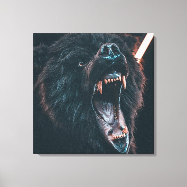 Arg Bear Teeth Black Bear Growl Canvastryck (Framsida)