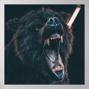 Arg Bear Teeth Black Bear Growl Poster