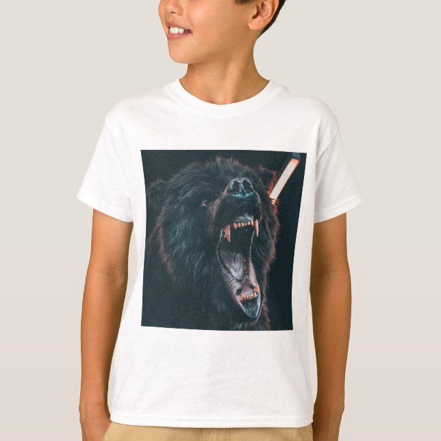 Arg Bear Teeth Black Bear Growl T Shirt (Framsida)