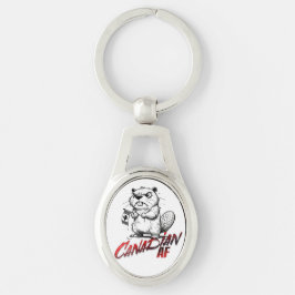 Arg Beaver Canadian AF Ovalt Silverfärgad Nyckelring