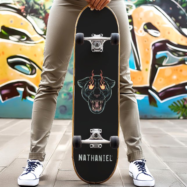 Arg Black Panther Cat Personlig Namn Mini Skateboard Bräda 18,5 Cm (Skapare uppladdad)