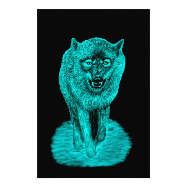 Arg Black Varg i natt Fototryck (Framsidan)