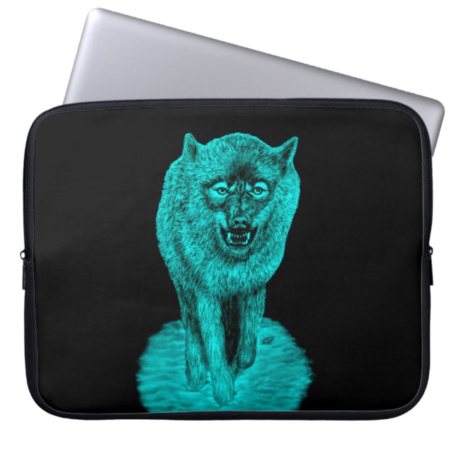 Arg Black Varg i natt Laptop Fodral (Framsidan)