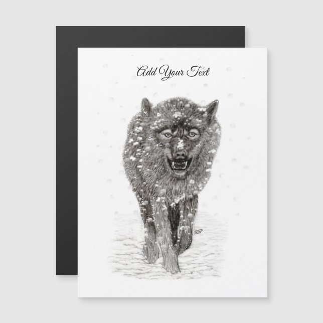 Arg Black Varg i Snö, vild Winter (Fram/baksida)