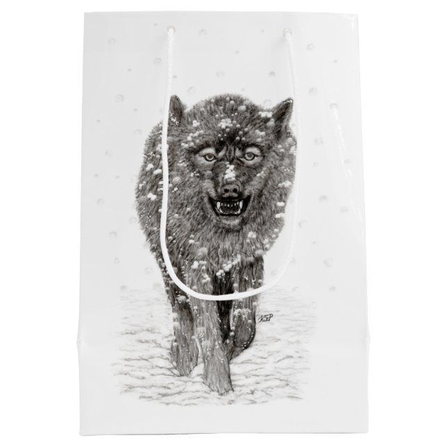 Arg Black Varg i Snö, vild Winter (Baksidan)