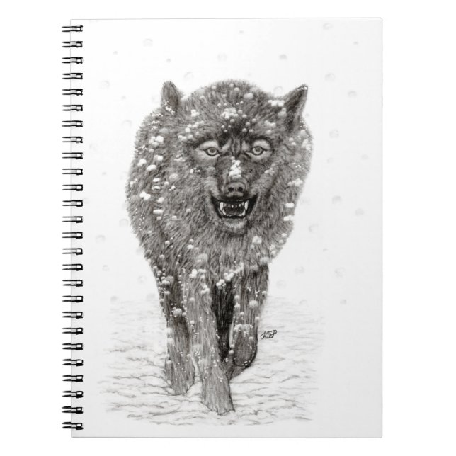 Arg Black Varg i Snö, vild Winter Anteckningsbok (Framsidan)