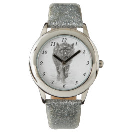 Arg Black Varg i Snö, vild Winter Armbandsur