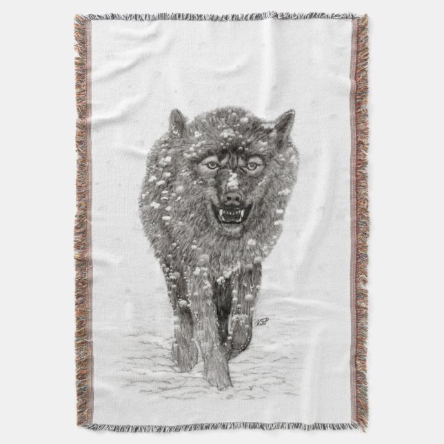 Arg Black Varg i Snö, vild Winter Filt (Framsidan Vertikal)