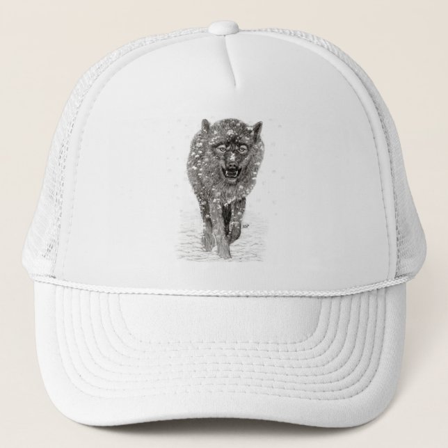 Arg Black Varg i Snö, vild Winter Keps (Framsida)