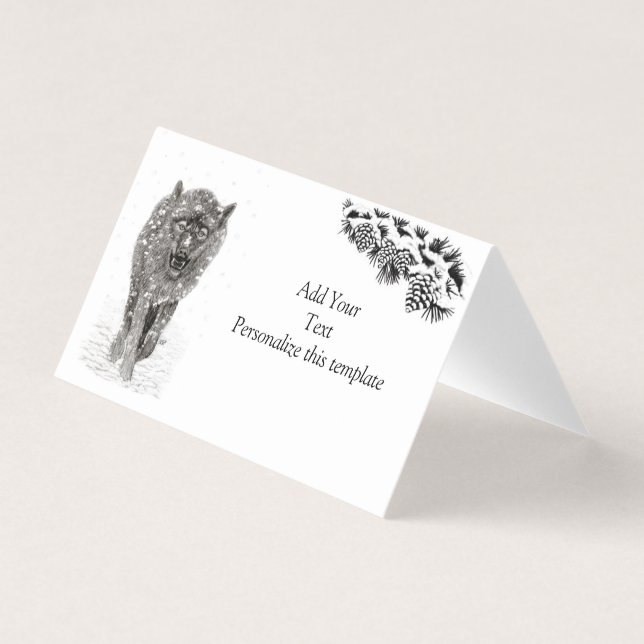 Arg Black Varg i Snö, vild Winter Kort (Framsida)