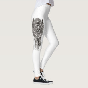 Arg Black Varg i Snö, vild Winter Leggings