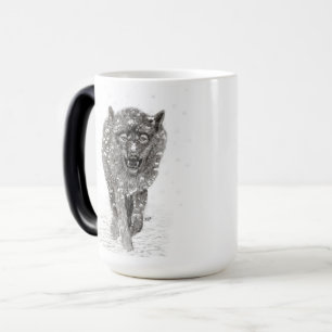 Arg Black Varg i Snö, vild Winter Magisk Mugg