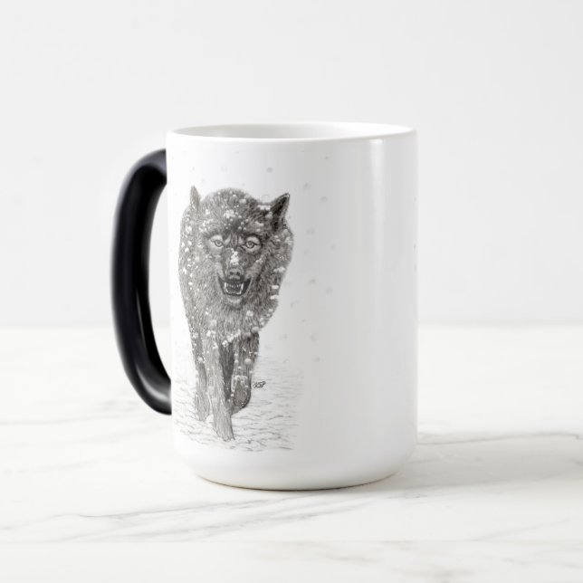 Arg Black Varg i Snö, vild Winter Magisk Mugg (Framsida vänster)