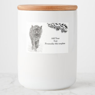 Arg Black Varg i Snö, vild Winter Mat Etiketter