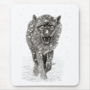 Arg Black Varg i Snö, vild Winter Musmatta