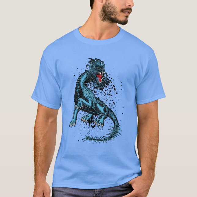 Arg Blue Dragon med spikat Svan T-shirt (Framsida)
