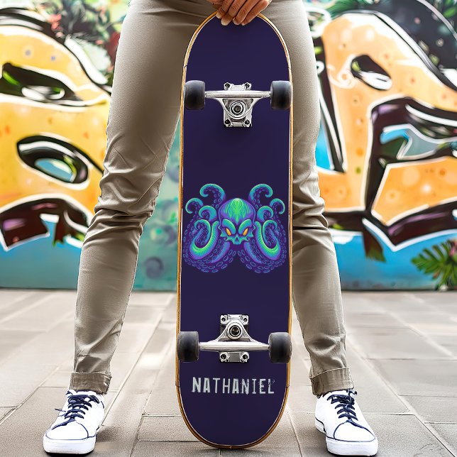 Arg Blue Kraken Octopus Personlig Namn Mini Skateboard Bräda 18,5 Cm (Skapare uppladdad)
