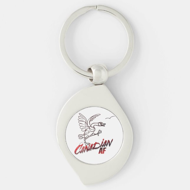 Arg Canada Goose Canadian AF-dekal Swirl Silverfärgad Nyckelring (Framsidan)