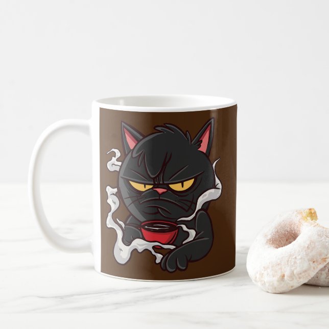 Arg Cat Coffee Kitten Mad  Kaffemugg (Med munk)