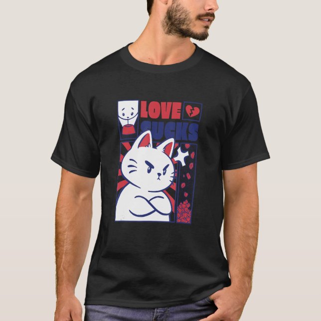 Arg Cat Funny Anti Valentines day T Shirt (Framsida)