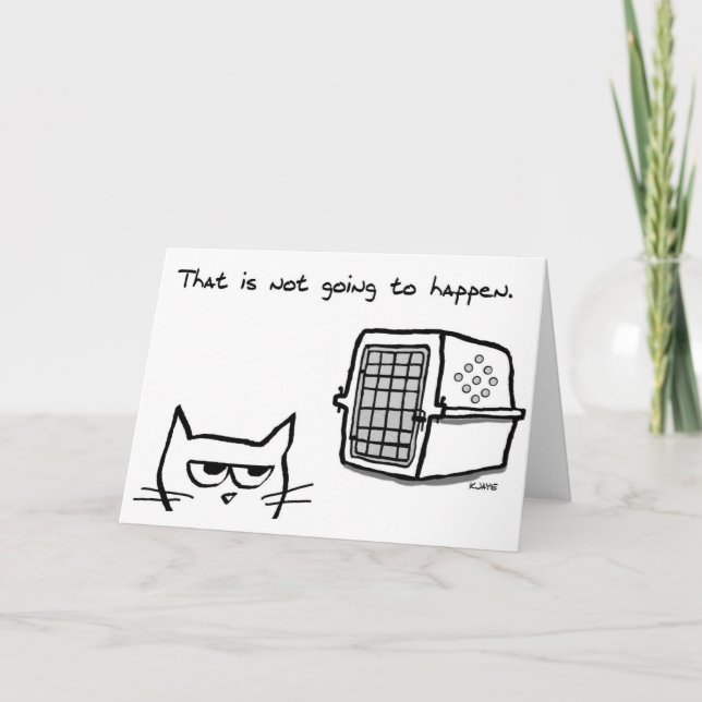 Arg Cat går INTE till Vet - Funny Cat Kort (Framsida)
