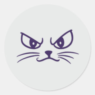 Arg Cat Minimalist Ansikte Runt Klistermärke