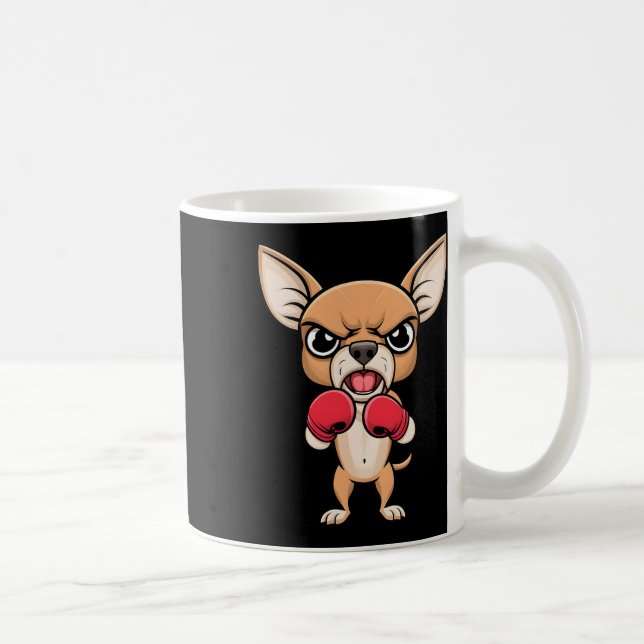 Arg Chihuahua-Hund med boxinghandskar, nyttigt säl Kaffemugg (Höger)