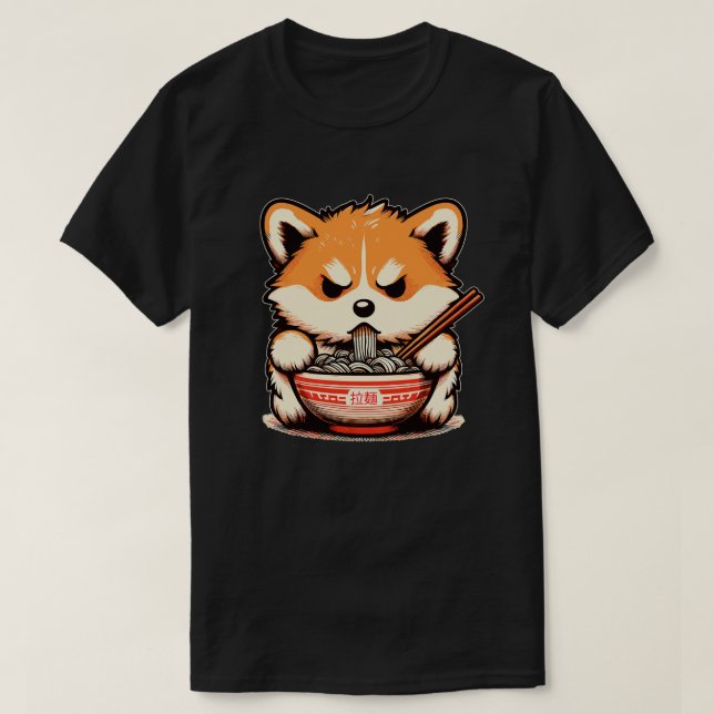 Arg corgi eat noodle-nyanser t shirt (Design framsida)