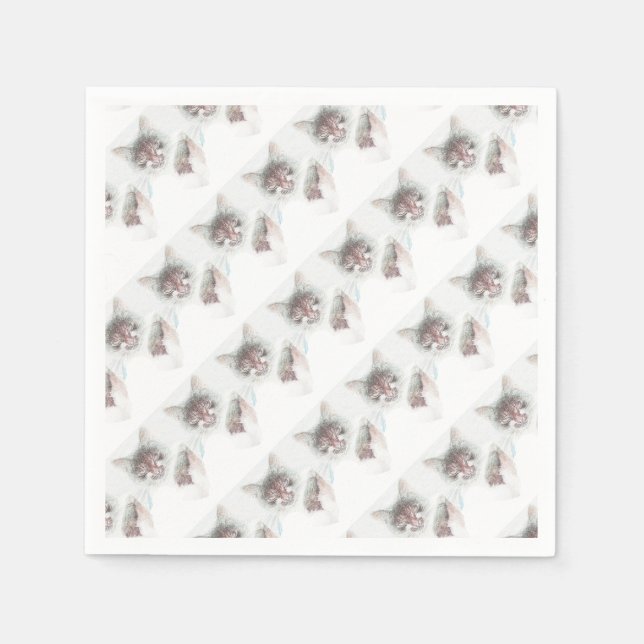 Arg Cute Cate Ansikte Sketch Pappersservett (Framsidan)