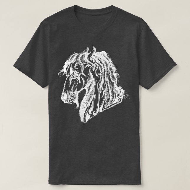 Arg Djävulen Horse in White T Shirt (Design framsida)
