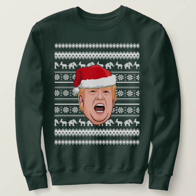 Arg Donald Trump jul Lång Ärmad Tröja (Design framsida)