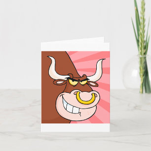 Arg Fierce Bull Mascot med Nose Ring Kort
