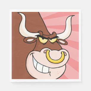 Arg Fierce Bull Mascot med Nose Ring Pappersservett