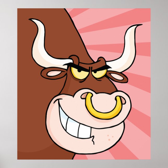 Arg Fierce Bull Mascot med Nose Ring Poster (Framsidan)