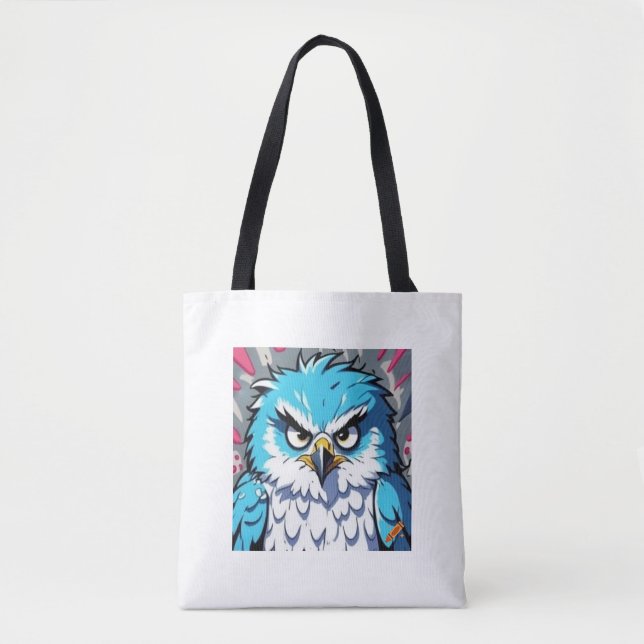 Arg Fluffy Blue and White Falcon - Graffiti Styl Tygkasse (Framsida)