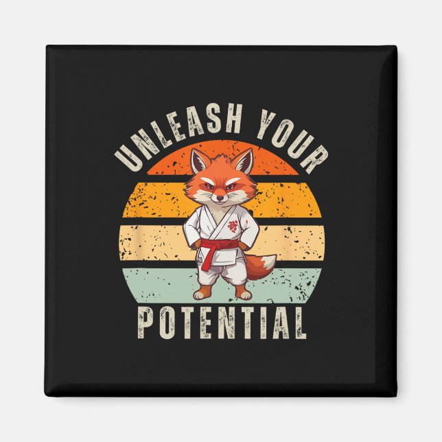 Arg Fox Japanskt självförsvar Karate Retro Magnet (Framsidan)