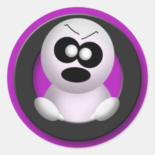 Arg Ghost - Lila Halloween Stickers Runt Klistermärke