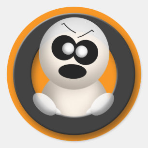 Arg Ghost - Orange Halloween Stickers Runt Klistermärke