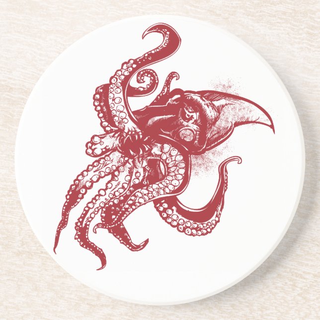 Arg Giant Squid in Red Underlägg Sandsten (Framsidan)