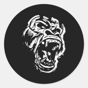 Arg Gorilla Silverback White Fierce Underbar Ape Runt Klistermärke