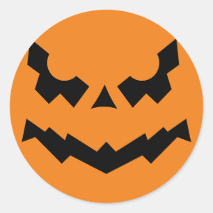 Arg Grinning Pumpkin Ansikte Sticker Runt Klistermärke