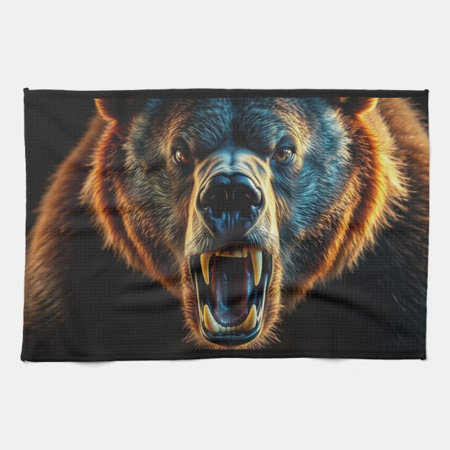 Arg Grizzly Bear Kökshandduk (Horisontell)