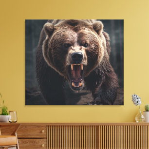 Arg Grizzly Bear Wildlife Animal Porträtt Canvastryck