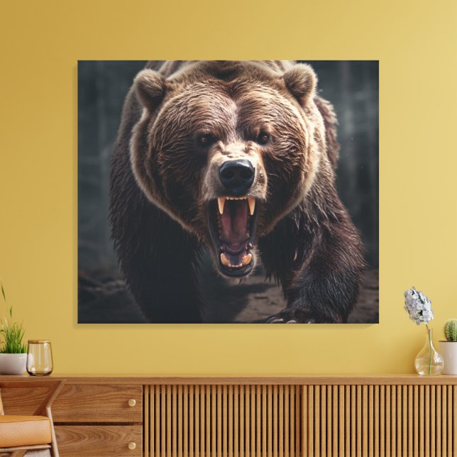 Arg Grizzly Bear Wildlife Animal Porträtt Canvastryck (Insitu (Vardagsrum))