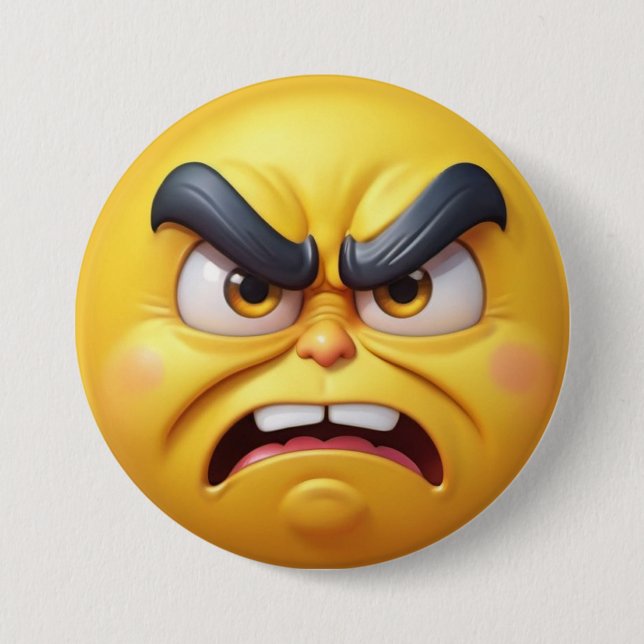 Arg Gult 3D-effekt Emoji Knapp (Framsida)