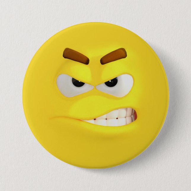 Arg Gult 3D-effekt Emoji Knapp (Framsida)
